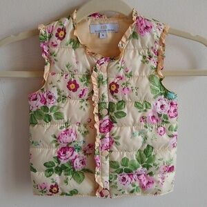 Bailey's Blossoms Floral Puffer Vest Roses Ruffles Toddler/Small